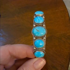 Genuine turquoise and silver bracelet